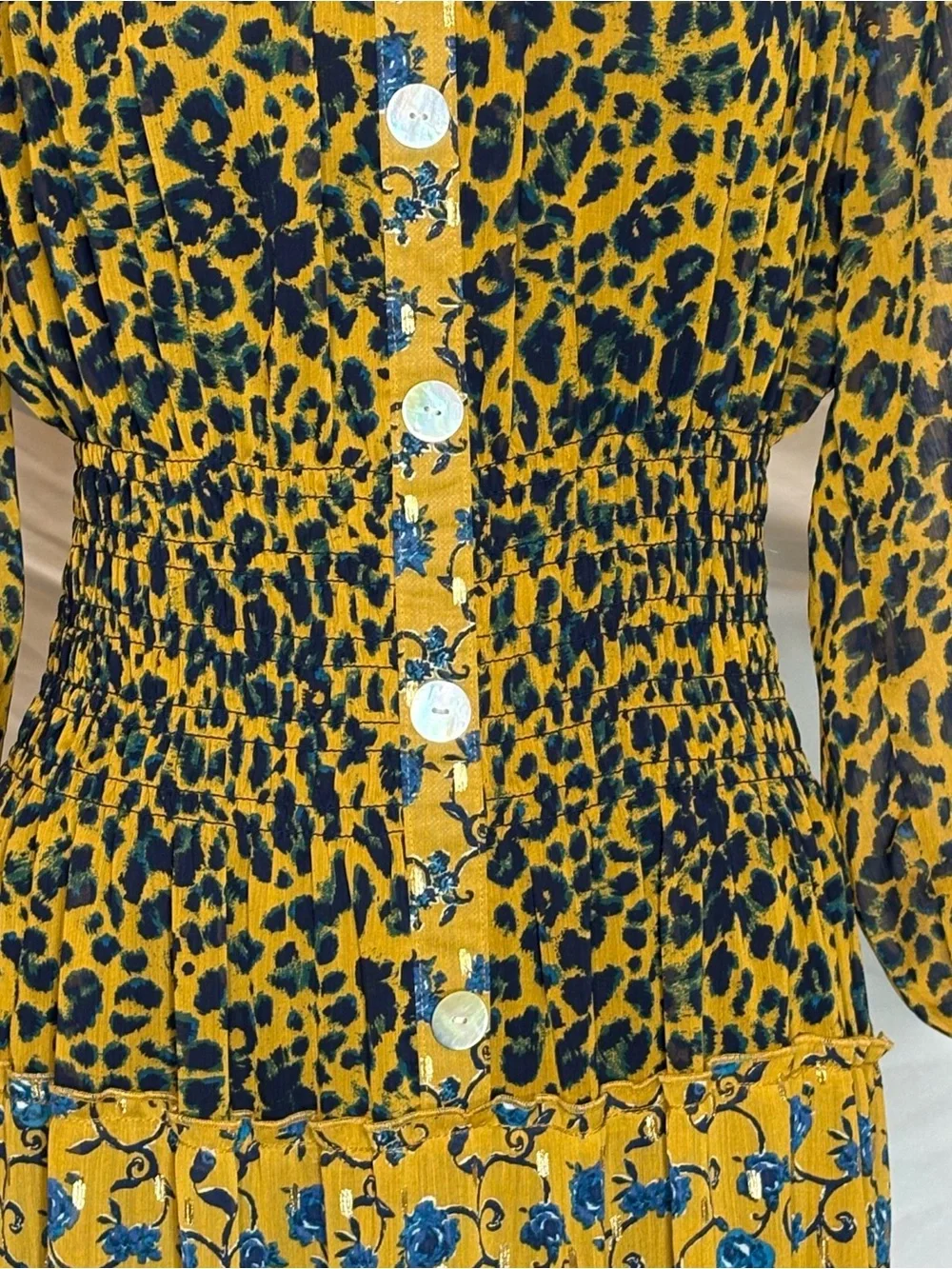 Anthropologie Fig and Flower Floral Leopard Tiered Maxi Dress | M - Picture 10 of 10